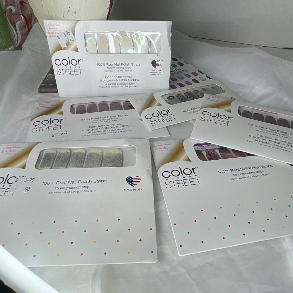 Lot of 6 full sets of color street real Nail Polish strips.